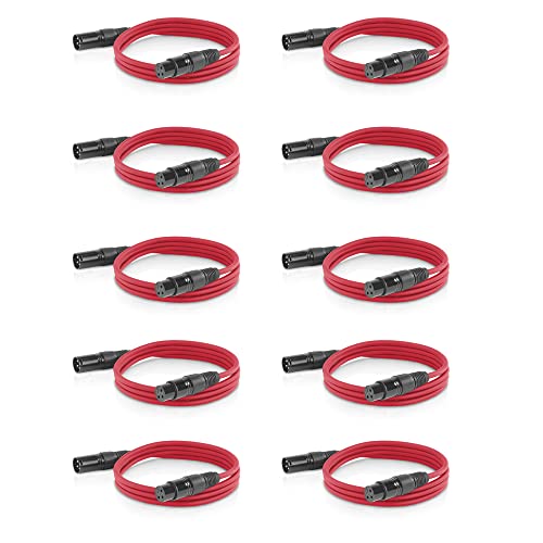 10x ETEC XLR Audio Kabel 10m Mikrofonkabel DMX OFC-Kupfer symmetrisch rot von ETEC Professional Show Equipment