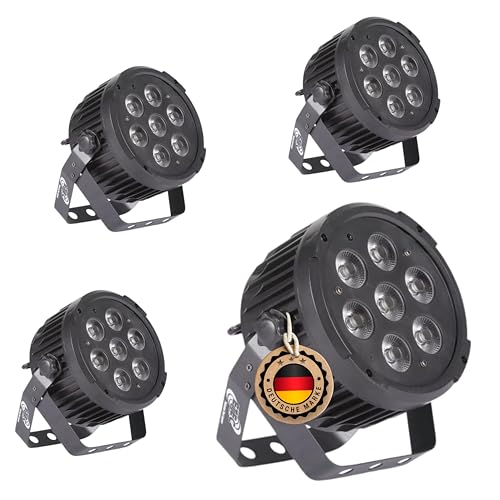 4x ETEC LED Compact PAR 7 Scheinwerfer 7x10 Watt RGBWA+UV 6in1 von ETEC Professional Show Equipment