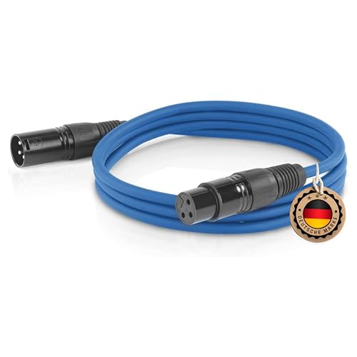 ETEC Professional XLR Audio Kabel 10m Mikrofonkabel DMX OFC-Kupfer symmetrisch blau Stecker Buchse Lichttechnik Datenübertragung Musik Sound von ETEC