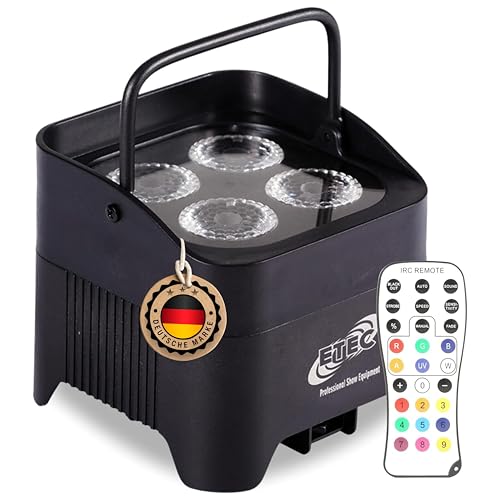 ETEC Professional Akku LED Par Scheinwerfer E412 mit 4x12W RGBWA+UV, Wireless DMX, Uplight, Floorspot, Disco, DJ, Party, Bühnenbeleuchtung - Funk Wifi Event Licht ETEC Professional Akku LED Par Scheinwerfer E412 mit 4x12W RGBWA+UV, Wireless DMX, Uplight, Floorspot, Disco, DJ, Party, Bühnenbeleuchtung - Funk Wifi Event Licht von ETEC