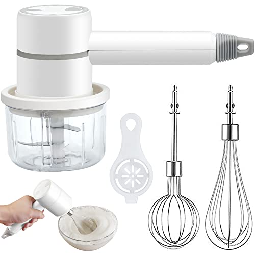 Kabellos Handmixer Elektrische, Elektrischer Schneebesen Set mit Knoblauchstampfer Eiweißabscheider, USB Wiederaufladbar (Weiß) von ETELIAR