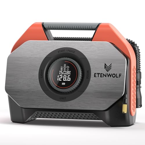 ETENWOLF S6-19200mAh Elektrische Luftpumpe, 11,03 Bar/160 PSI Akku Kompressor mit LED,1 Min Schnelles aufblasen Elektrische Kompressor, 7 Modi mit LED-Licht für Fahrrad, Auto, Motorrad und Ball ETENWOLF S6-19200mAh Elektrische Luftpumpe, 11,03 Bar/160 PSI Akku Kompressor mit LED,1 Min Schnelles aufblasen Elektrische Kompressor, 7 Modi mit LED-Licht für Fahrrad, Auto, Motorrad und Ball von ETENWOLF