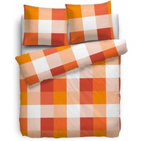 Etérea - Renforcé Bettwäsche Rian Kariert Orange 200x200 cm + 2Stk 80x80 cm - Orange von ETÉREA