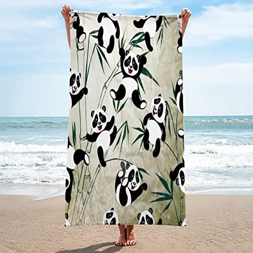 ETERIO 3D Lustiger Panda Strandtuch Groß 100x200, Tier Badetuch Mikrofaser Handtücher, Strandhandtuch SchnellTrocknend Badehandtuch, Saunatuch, Handtuch, Damen, Herren, Strandtücher, Badetücher von ETERIO