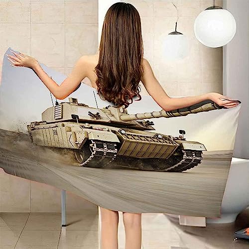 ETERIO 3D Panzer Strandtuch Groß 70x140, Militärisches Thema Badetuch Mikrofaser Handtücher, Strandhandtuch SchnellTrocknend Badehandtuch, Saunatuch, Handtuch, Damen, Herren, Strandtücher, Badetücher von ETERIO