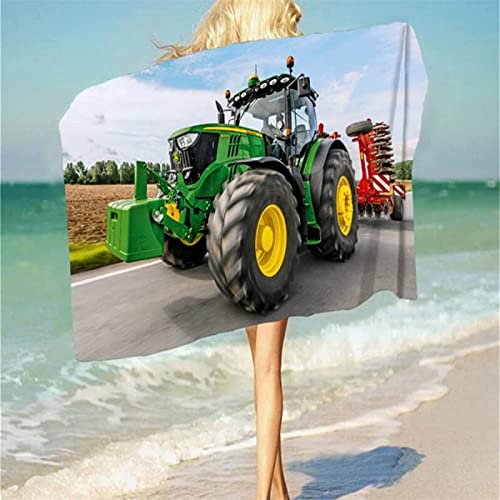 ETERIO 3D Traktor Strandtuch Groß 150x200, Kind Badetuch Mikrofaser Handtücher, Strandhandtuch SchnellTrocknend Sandfreies Badehandtuch, Saunatuch, Handtuch, Damen, Herren, Strandtücher, Badetücher von ETERIO