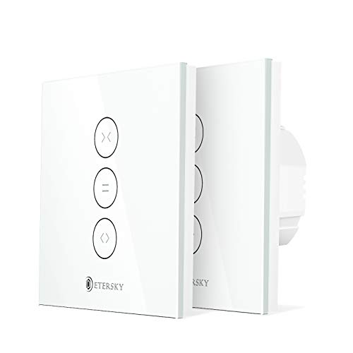 [Schaltbares LED] Alexa Rolladen Zeitschaltuhr, Etersky Smart Wlan Schalter für Rollladen Jalousien, Kompatibel mit Alexa und Google Home, Touch Panel, SmartLife App Fernbedienung und Timer - 2 Packs von ETERSKY