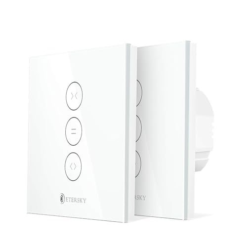 Rolladenschalter Smart, Etersky Rolladensteuerung Wlan, Kompatibel mit Alexa und Google Home, Touch Panel, Smart Life App Fernbedienung und Timer, Nullleiter Erforderlich (2 Packs) von ETERSKY