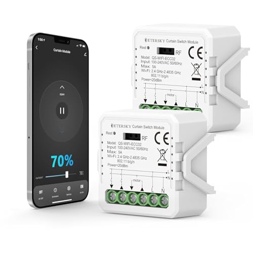 Smart Rolladen Modul mit Prozentfunktion, Etersky Schaltaktor Rolladensteuerung, Wlan Rolladen Schalter, Sprachsteuerung via Alexa, Google,Siri von ETERSKY