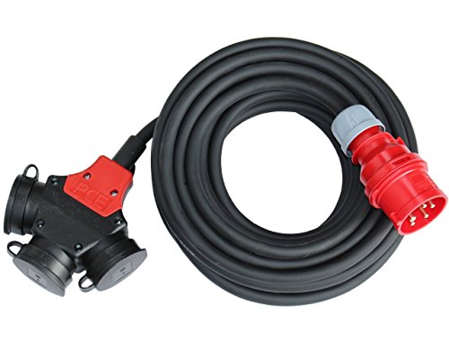 CEE Adapter Stromverteiler 25m 5x2,5mm² H07RN-F 16A 400V - 3x230V Verteiler von ETF