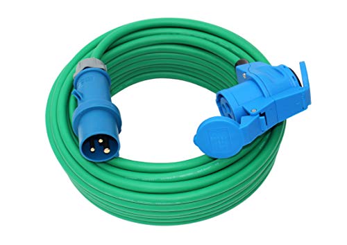 CEE Camping Kabel H07RN-F 3x2,5mm² mit Winkelkupplung Caravan Boot Gummikabel in grün 10m von ETF