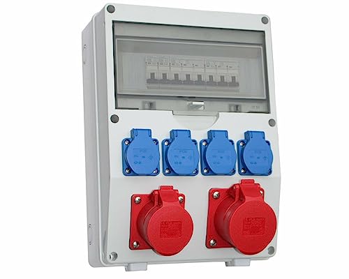 Wandverteiler Baustromverteiler 1x32A CEE / 1x16A CEE / 4x230V mit Leitungsschutzschaltern EL6 von ETF