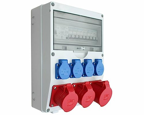 Wandverteiler Baustromverteiler 1x32A CEE / 2x16A CEE / 4x230V mit FI und Leitungsschutzschaltern EL1-3 von ETF