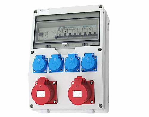 Wandverteiler CEE + 2x16A + 4x230V FI Baustromverteiler Stromverteiler Feuchtraumverteiler Komplett AWVT1 Wandverteiler CEE + 2x16A + 4x230V FI Baustromverteiler Stromverteiler Feuchtraumverteiler Komplett AWVT1 von ETF