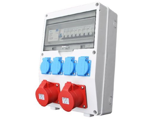 Wandverteiler CEE + 2x16A + 4x230V FI Stromverteiler Baustromverteiler Feuchtraumverteiler Komplett AWVT1 Wandverteiler CEE + 2x16A + 4x230V FI Stromverteiler Baustromverteiler Feuchtraumverteiler Komplett AWVT1 von ETF