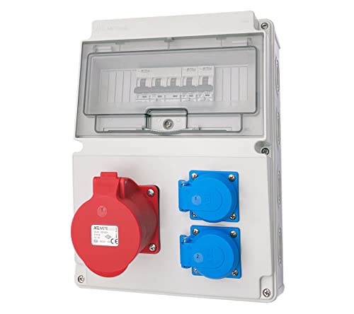 Wandverteiler CEE 1x32A und 2x230V Baustromverteiler Komplett mit Leitungsschutzschalter (Modell 6) von ETF