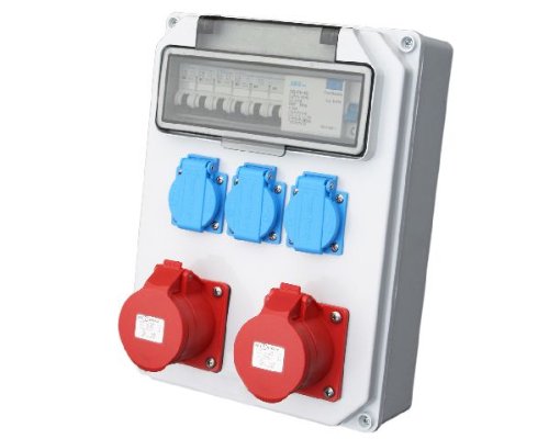 Wandverteiler FI 2x16A + 3x230V Stromverteiler Baustromverteiler Feuchtraumverteiler Komplett AWVT10 von ETF