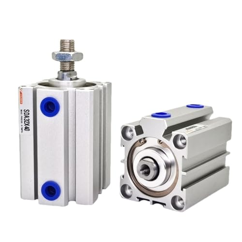 SDA16 20 25 32 40 50 63 80 100 Mm Bohrung Kompakter Dünner Luftzylinder 5-100 Mm Hub Doppelter Aluminium-Pneumatikzylinder(Stroke 20mm) von ETFLURZPP