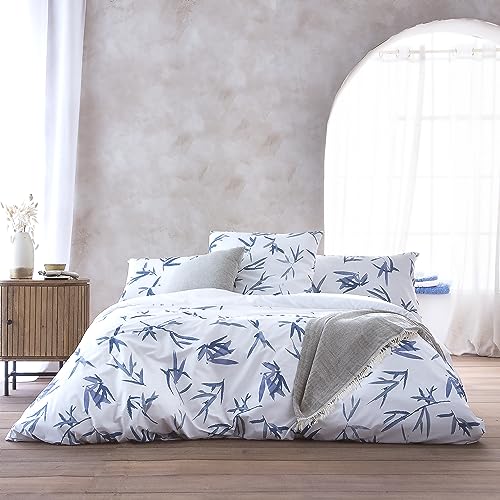 ETHERE Bettbezug Cigeor, Blau für Bett 150 cm, Bettbezug 240 x 220, 100% Baumwolle 200, Fadenzahl extra weich, Verschluss mit verdeckten Knöpfen. von ETHERE MAISON