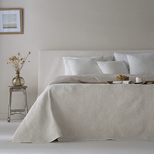 Ethere Tagesdecke Jacquard, wendbar, Baumwolle, Adriel, Beige, 180 cm – 270 x 270 cm von ETHERE MAISON