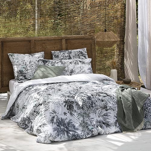 ETHERE Maison Bettbezug Palm Tree für Betten mit 135 cm - 220 x 220 cm, Fadenzahl 200, mit Druckknöpfen. von ETHERE