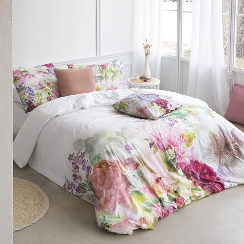 ETHERE MAISON Bettbezug Peony für Betten mit 150 cm - 240 x 220 cm, Baumwolle, Fadendichte 200, Verschluss mit Druckknöpfen. von ETHERE MAISON