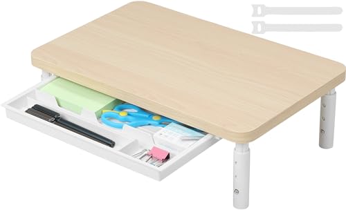 ETHU Monitorständer, 3-stufig höhenverstellbar mit Aufbewahrungsschublade, Schreibtisch-Organizer für Büro und Zuhause, ergonomischer Ständer für Computer, Drucker, Laptop von ETHU