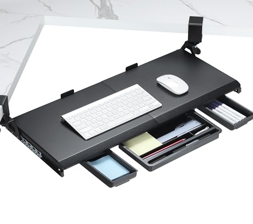 ETHU Tastaturablage unter dem Schreibtisch 680 x 300 mm, ergonomische Eck-Tastaturablage mit 180° Verstellbarer C-Klemme für L-förmigen Schreibtisch, Computer-Tastaturständer für Zuhause und Büro ETHU Tastaturablage unter dem Schreibtisch 680 x 300 mm, ergonomische Eck-Tastaturablage mit 180° Verstellbarer C-Klemme für L-förmigen Schreibtisch, Computer-Tastaturständer für Zuhause und Büro von ETHU