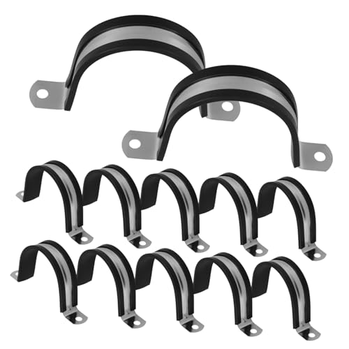 ETHZZLE 12 Stück Teiliges Edelstahl Rohrschellen mit U förmiger Klemme und Kunststoffpad Langlebige Befestigungsschellen für Rohre und Schläuche Stabile Fixierung für Vielseitige ETHZZLE 12 Stück Teiliges Edelstahl Rohrschellen mit U förmiger Klemme und Kunststoffpad Langlebige Befestigungsschellen für Rohre und Schläuche Stabile Fixierung für Vielseitige von ETHZZLE