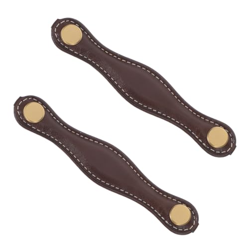 ETHZZLE 2 Stück Küchen und Schlafzimmer Schubladengriffe aus Weichem Langlebigem PU Leder Universelle Moderne Möbelgriffe im Retro Stil Einfache Diy Montage ohne Werkzeug Kaffeebraun von ETHZZLE