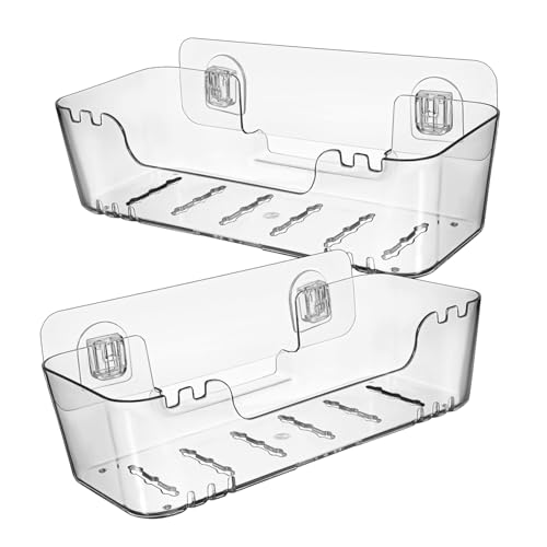 ETHZZLE 2stücke Wandregale Für Badezimmer Durchsichtiges Regal Duschregal Ohne Bohren Transparenter Wandhalter Minimalistischer Organizer Aufbewahrungsregal Für Toilettenartikel von ETHZZLE