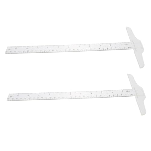 ETHZZLE 2 Stück Teiliges Transparentes T-form Lineal Kunststoff Doppelseitige Messskala Präzises Zeichnen und Messen für Schüler Kunst und Schulbedarf von ETHZZLE
