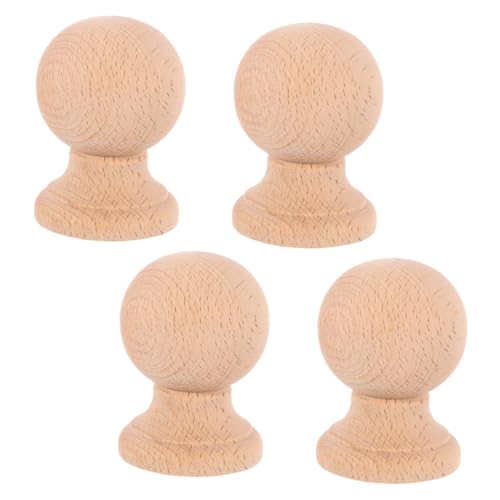 ETHZZLE 4 Stück Teiliges Massivholz dekorknöpfe Roman Stil Handgeschnitzt Natürliche Holzstruktur DIY Holzknöpfe für Möbel Gardinenstangen Endkappen Khaki von ETHZZLE