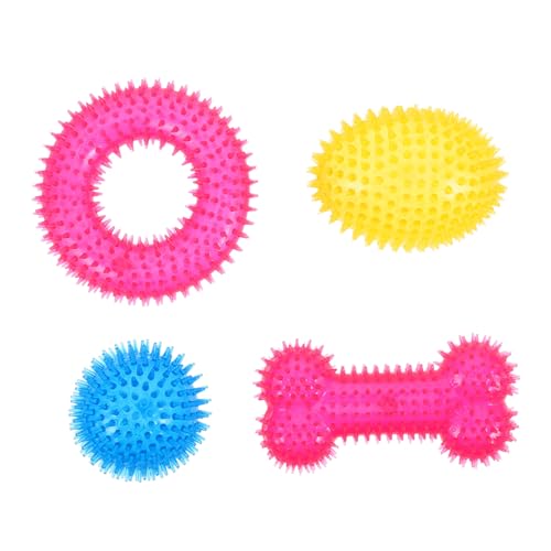 ETHZZLE 4 Stück Teiliges Widerstandsfähiger Hundespielbälle aus Langlebigem Material Robustes Kauspielzeug für Welpen und Aggressive Kauer Fördert Zahnpflege und Interaktives Spiel für von ETHZZLE