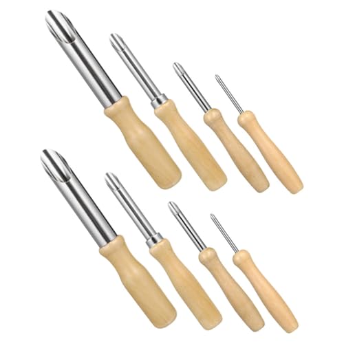 ETHZZLE 8 Stück Teiliges Töpferwerkzeug mit Holzgriff und Rostfreiem Stahl Runde Lochstanzer für Präzises Tonschneiden und Modellieren Vielseitig für Keramik und DIY Kunstprojekte von ETHZZLE