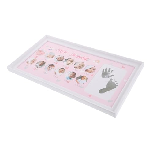 ETHZZLE Babyrahmen Erstes Jahr mit Hand Fußabdruck kit Monate Wachstum Bewahren Dekorativer Erinnerungsrahmen für Neugeborene zur Babyparty Kinderzimmer von ETHZZLE