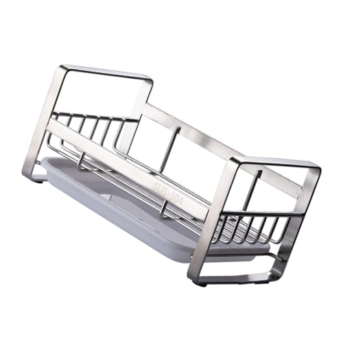 ETHZZLE Edelstahl Spülbecken Organizer mit Ablaufwanne Praktischer Schwammhalter für Küchenspüle Modernes Ablagegestell zur Wasserableitung Abnehmbares Abtropfgestell ETHZZLE Edelstahl Spülbecken Organizer mit Ablaufwanne Praktischer Schwammhalter für Küchenspüle Modernes Ablagegestell zur Wasserableitung Abnehmbares Abtropfgestell von ETHZZLE
