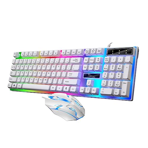 ETHZZLE Gaming Tastatur Maus Satz Kabelgebunden Ergonomisches Design Bunte Led Hintergrundbeleuchtungpc Gaming Zubehör Weiß von ETHZZLE