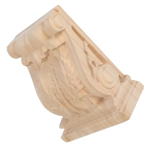 ETHZZLE Handgeschnitzte Holzkonsole mit Europäischem Ornament Design Unbemalte Dekorative Regalhalterung für Farmhouse Möbel Robuste Eckapplikation für Innenräume von ETHZZLE