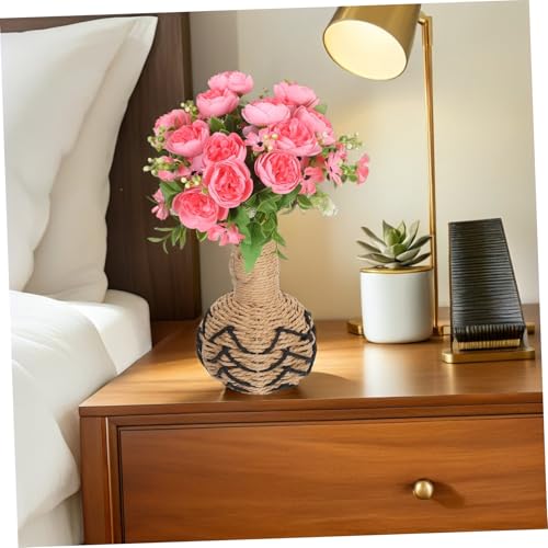 ETHZZLE Handgewebte Papierseil Blumenvase Für Blumenarrangements Rustikale Tischdekoration Vintage-hochzeitsvase Handgefertigte Korbvase Für Zierpflanzen von ETHZZLE