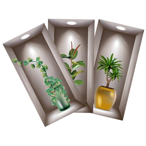ETHZZLE 1satz Selbstklebendes Wandtattoo Fake Fenster Mit Potted Plant Design Für Schlafzimmer Dekorative Wandaufkleber Für Einladende Wohnatmosphäre von ETHZZLE