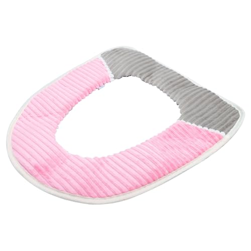 ETHZZLE verdicktes Toilettenkissen Badezimmer Dekoration baddekorationen klobrille bezug klodeckel WC-Sitz mit Kordstreifen wc-Sitz im Winter Haushalt Toilettenmatte Toilleten Sitz Rosa von ETHZZLE