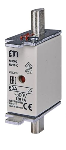 ETI NH Sicherungseinsatz NH000 gG 500V Frontanzeige Kombimelder - 1 Stück (NH000-63A) von ETI
