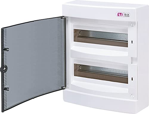 Sicherungskasten Aufputz IP40 Verteiler Kleinverteiler Stromverteiler Verteilerkasten Aufputzverteiler (2-reihig 24 Module, Transparente Tür) von Geakv