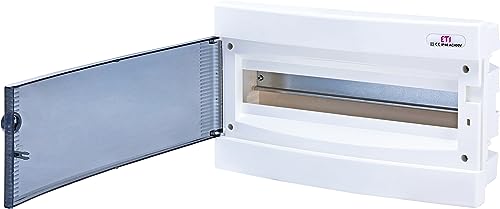 Sicherungskasten Unterputz IP40 Verteiler Gehäuse transparente Tür für die Trockenraum Installation im Haus (1-reihig bis 18 Module) von ETI