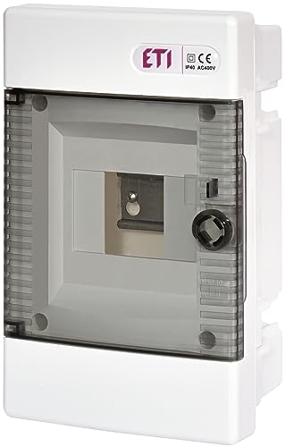 Sicherungskasten Unterputz IP40 Verteiler Gehäuse transparente Tür für die Trockenraum Installation im Haus (1-reihig bis 4 Module) von ETI