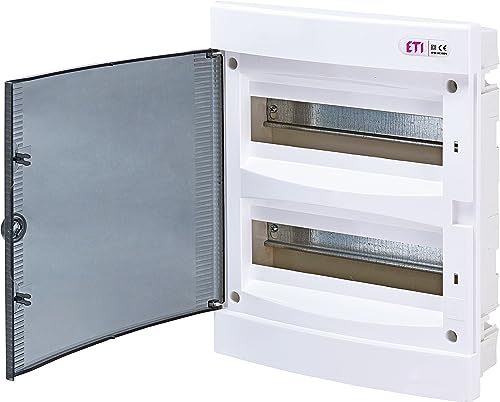 Sicherungskasten Unterputz IP40 Verteiler Gehäuse transparente Tür für die Trockenraum Installation im Haus (2-reihig bis 24 Module) von ETI