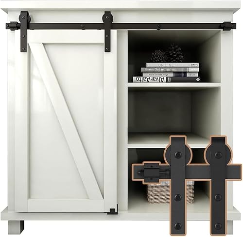 ETIASQSA 2.5FT/76.2cm Schiebetürbeschlag Mini Schiebetür-Hardware-Kit für Einzeltür TV-Ständer, Kleiner Kleiderschrank (Keine Schranktür) von ETIASQSA