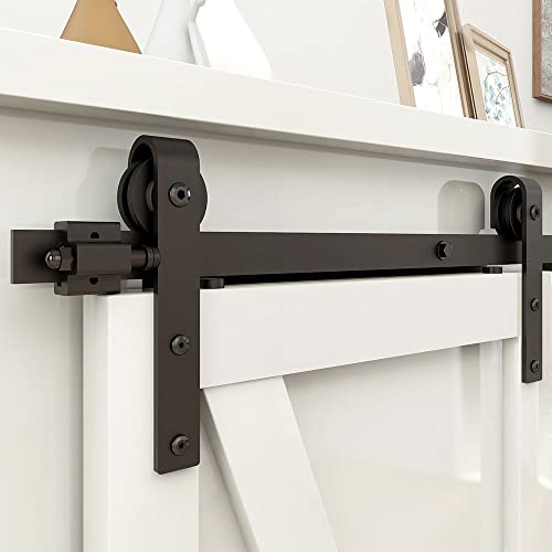 ETIASQSA 4FT/122cm Schiebetürbeschlag Mini Schiebetür-Hardware-Kit für Einzeltür TV-Ständer, Kleiner Kleiderschrank (Keine Schranktür) von ETIASQSA