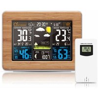 Drahtlose Wetterstation mit Barometer/Wettervorhersage/Warnung, Farbdisplay Indoor/Outdoor Multifunktionsuhr Thermometer Hygrometer von ETING